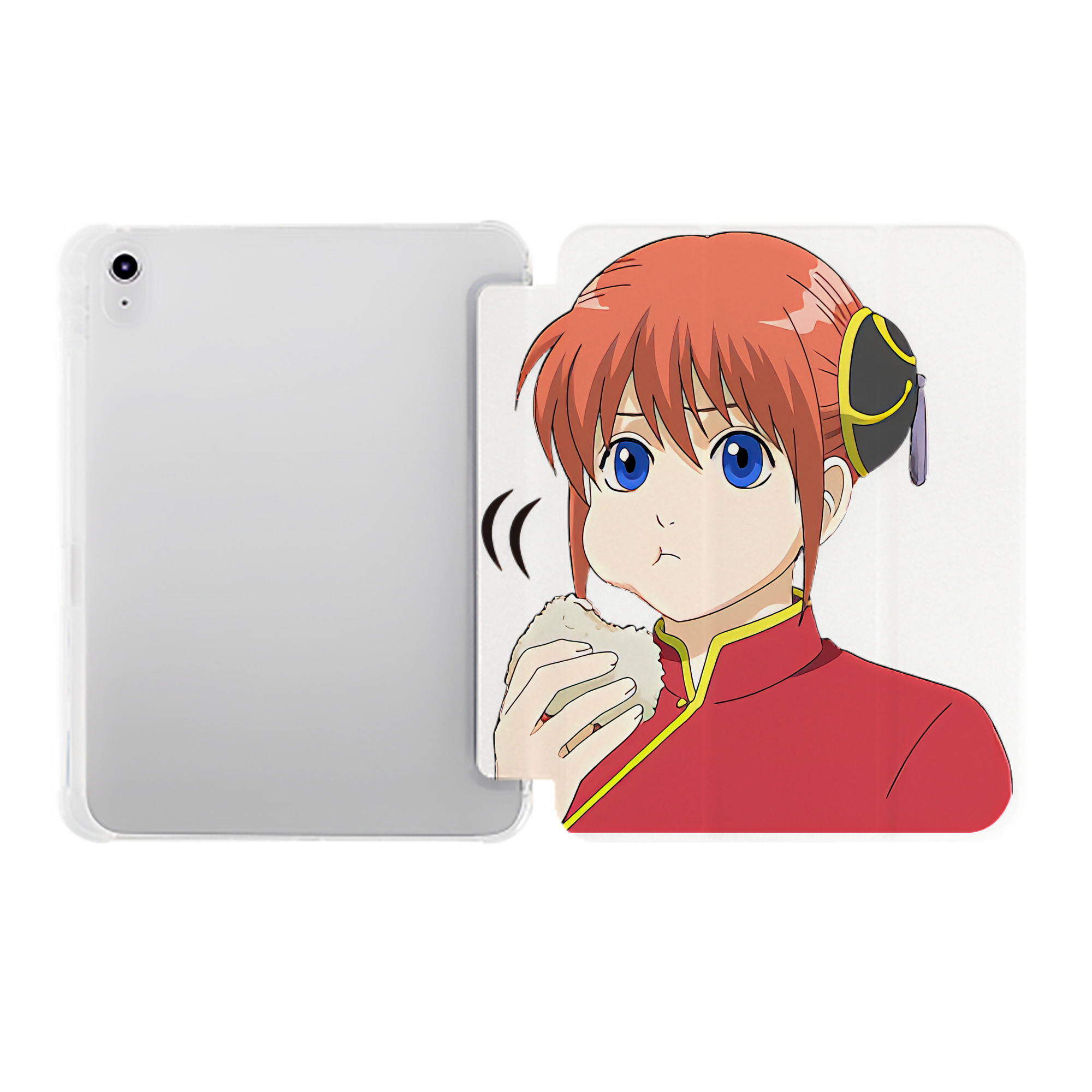 （画像用） ぎんたま 坂田銀時（さかたぎんとき） 神楽 志村新八（しむら しんぱち） GINTAMA Sakata Gintoki Kagura Shimura Shinpachi IPad ケース ペン収納付き 三つ折りスタンド PUレザー×シリコン 対応機種9.5/10.5/10.9インチ